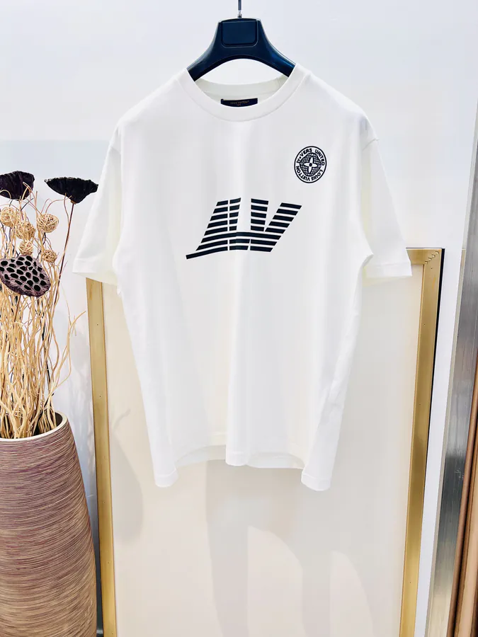 1V Louis 2025FW Cotton T Shirt with Brand Logo