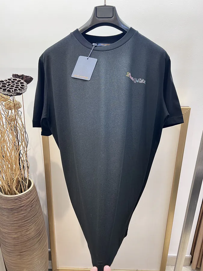 1V Louis Vuitton Collaboration Series Rainbow Gradient Diamond Embroidery Clover Half Sleeve T Shirt