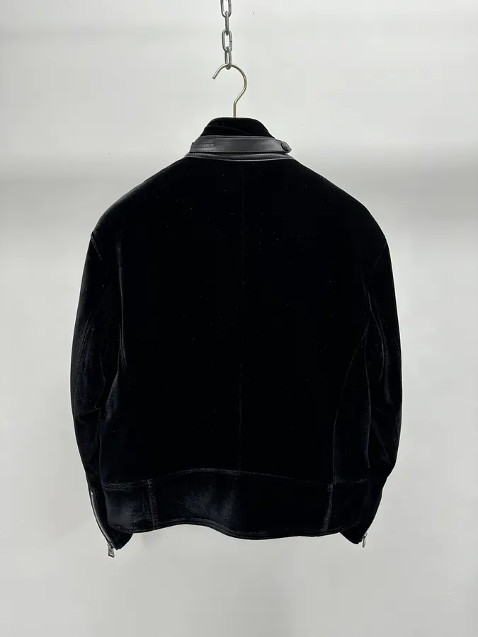 TOMFORD Leather Jacket with Velvet Lining and Geometric Quilting