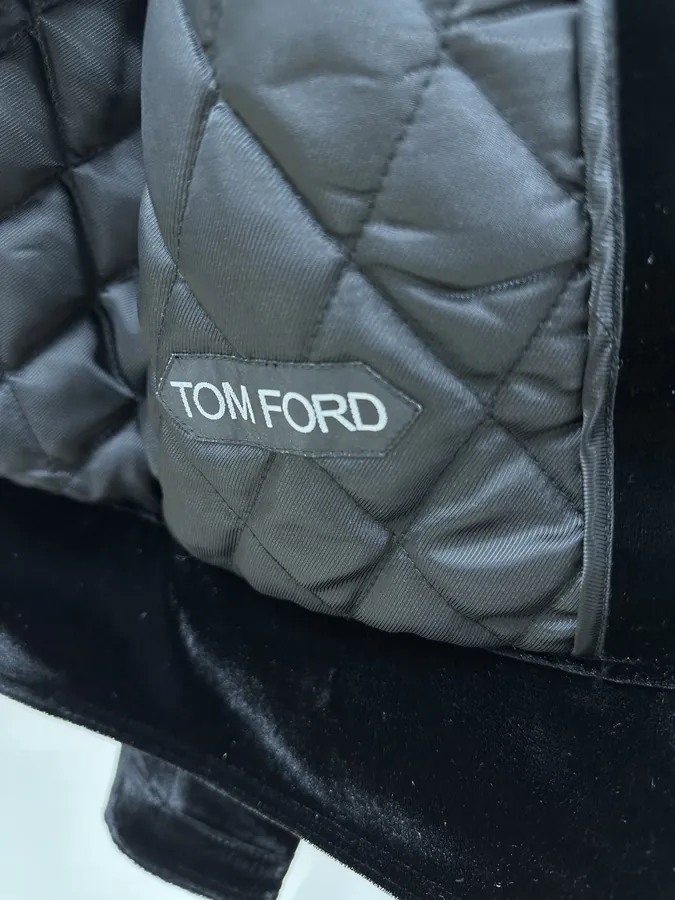 TOMFORD Leather Jacket with Velvet Lining and Geometric Quilting