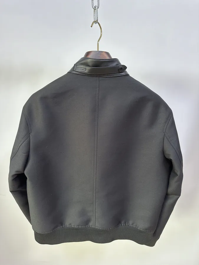 TOM F New Jacket with Genuine Leather and Oil Edge Detail