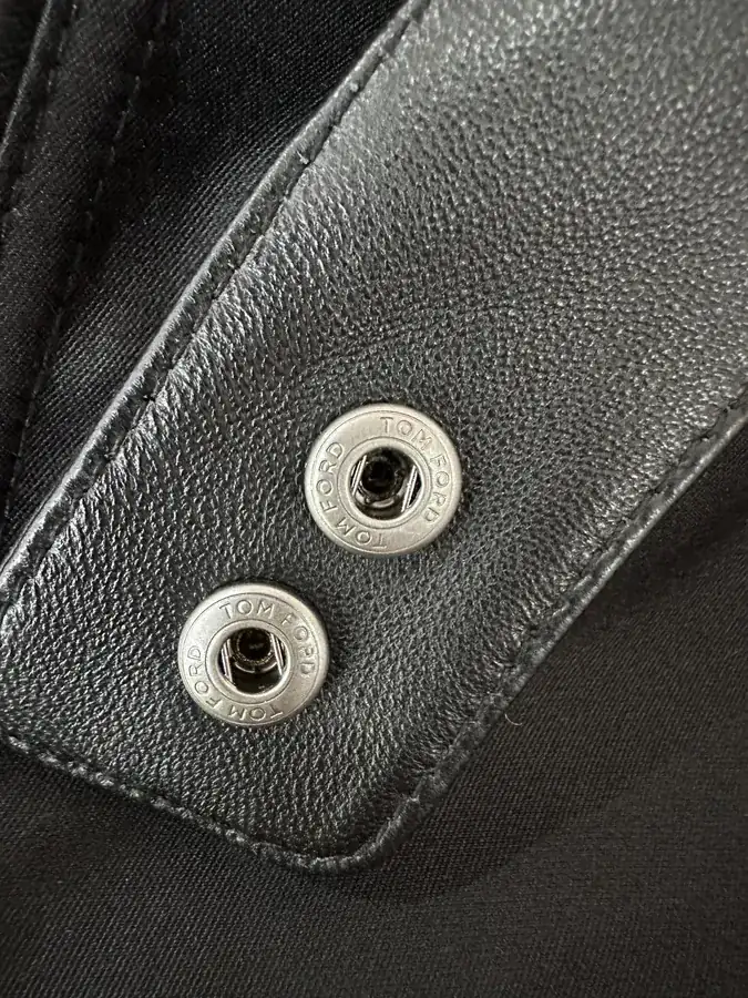 TOM F New Jacket with Genuine Leather and Oil Edge Detail