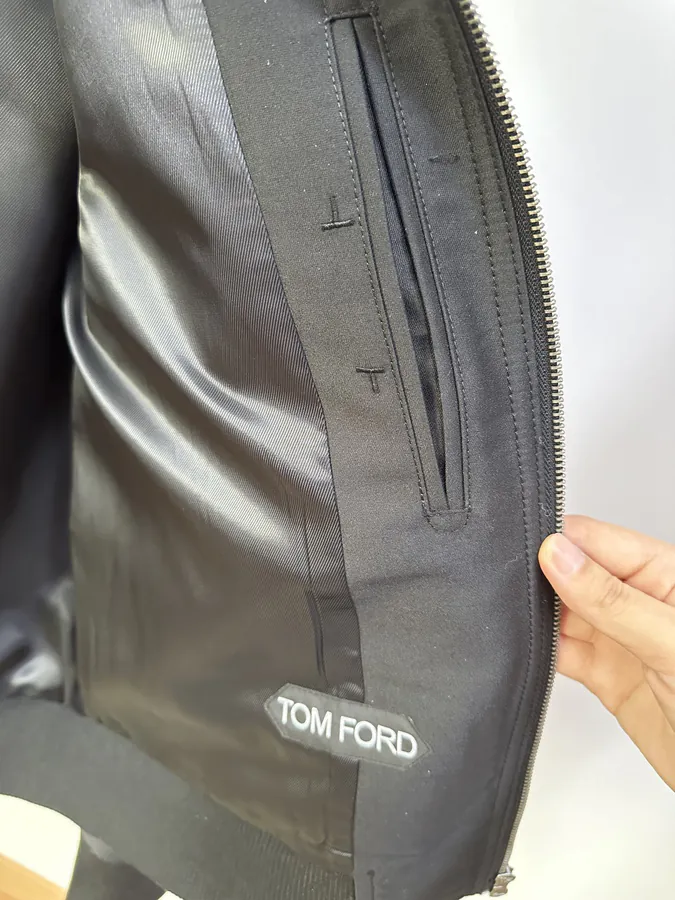 TOM F New Jacket with Genuine Leather and Oil Edge Detail