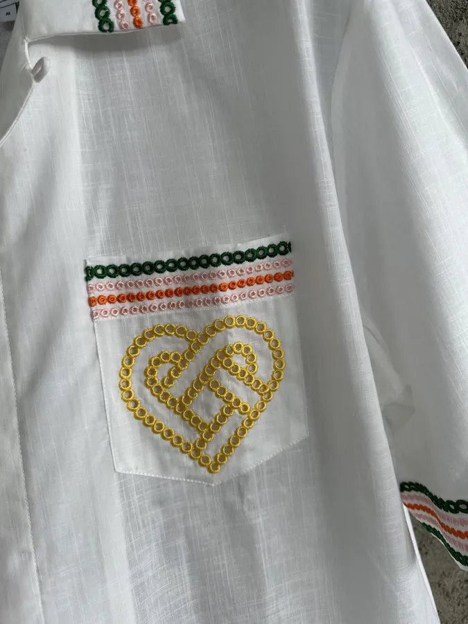 CASABLANCA 2024SS Heart Embroidery Linen Dress