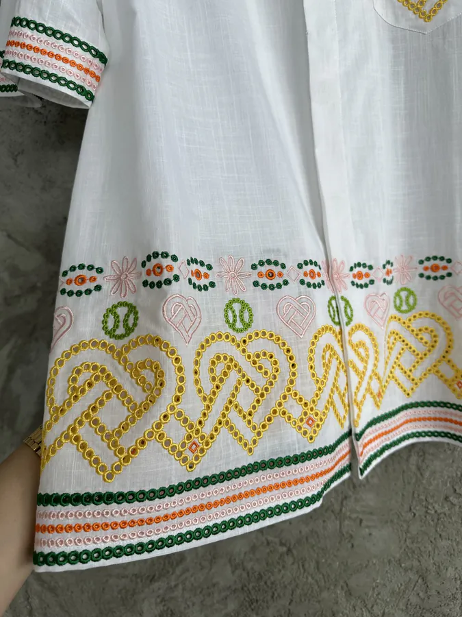 CASABLANCA 2024SS Heart Embroidery Linen Dress