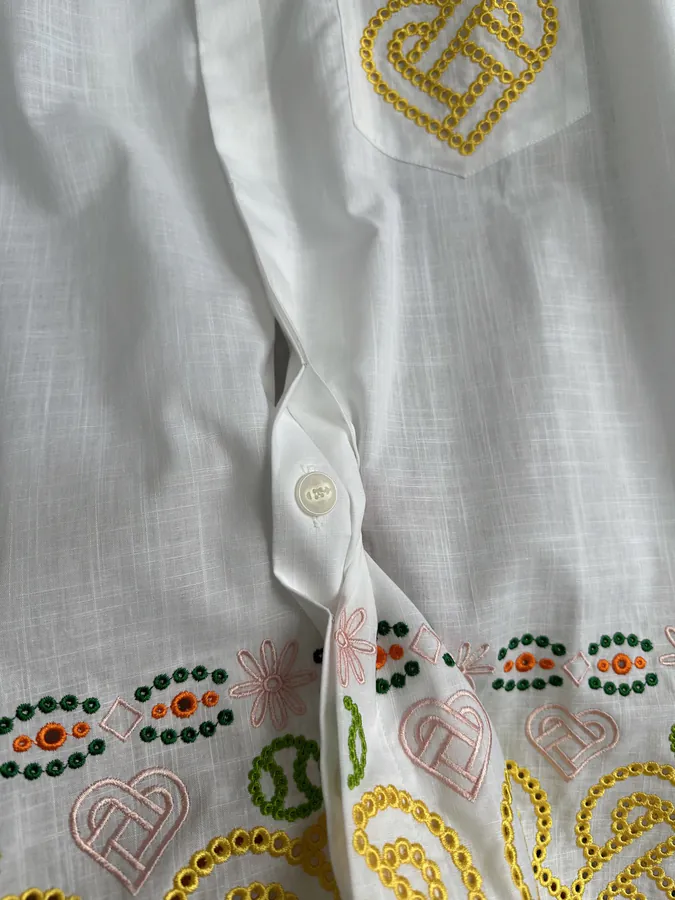 CASABLANCA 2024SS Heart Embroidery Linen Dress