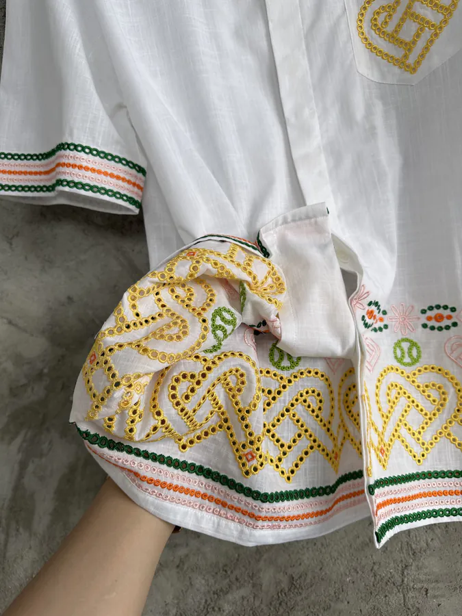 CASABLANCA 2024SS Heart Embroidery Linen Dress