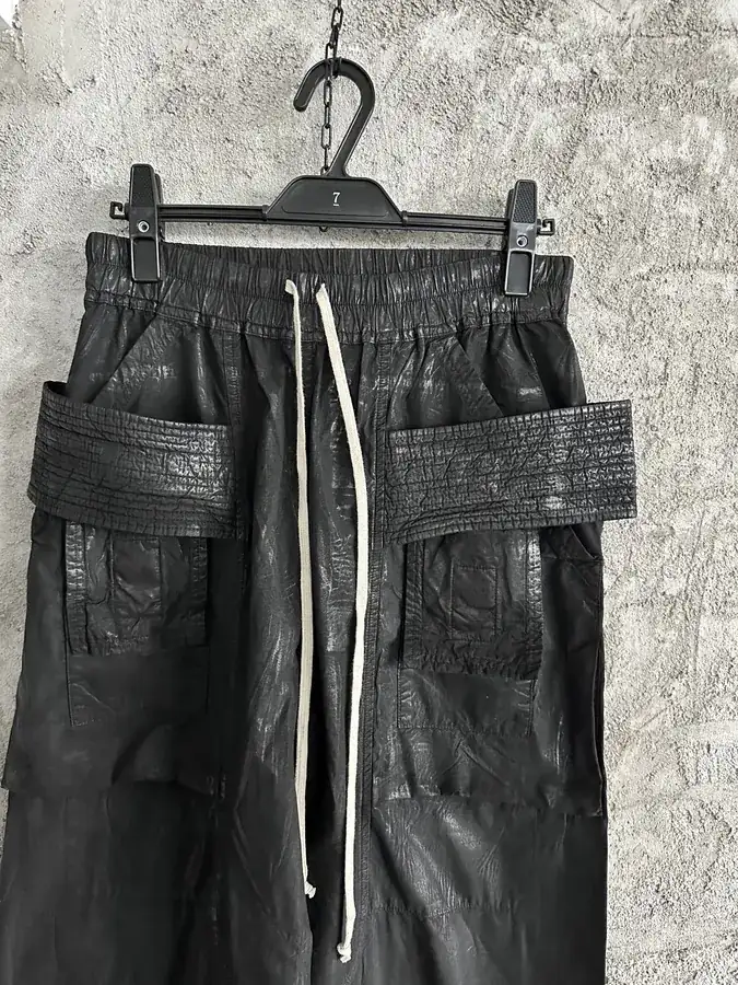 Rick Owens DEKSHDW 2025SS腊面双环阔腿裤