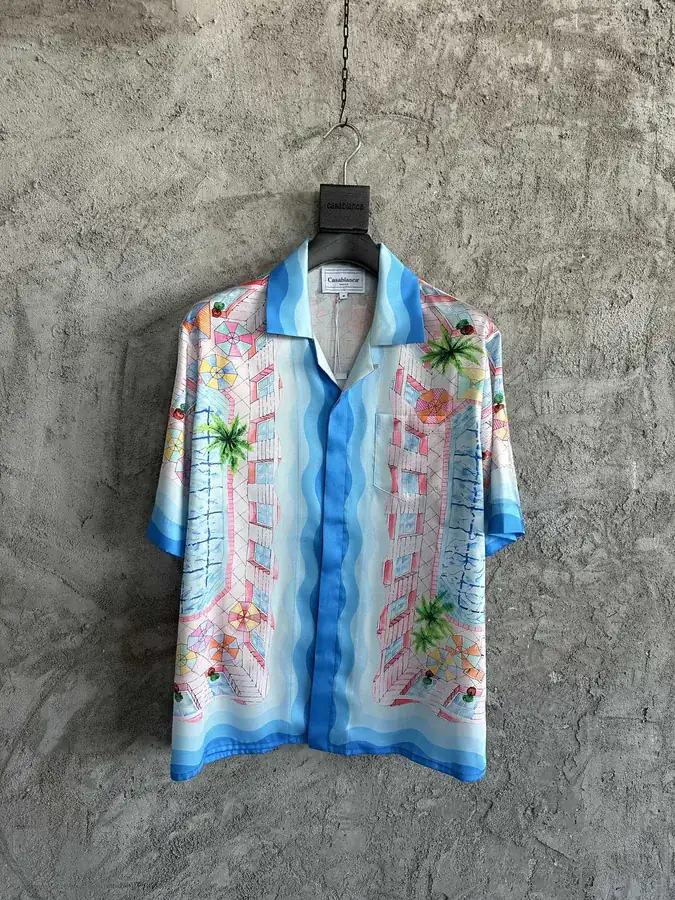 CASABLANCA 2024SS Silk Short Sleeve Shirt with Sunshade Pattern