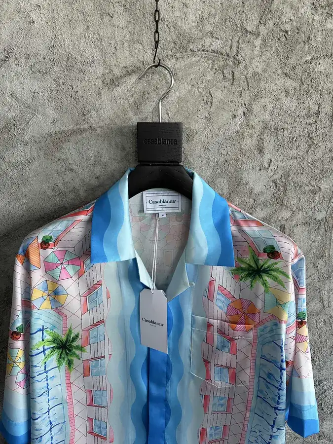 CASABLANCA 2024SS Silk Short Sleeve Shirt with Sunshade Pattern