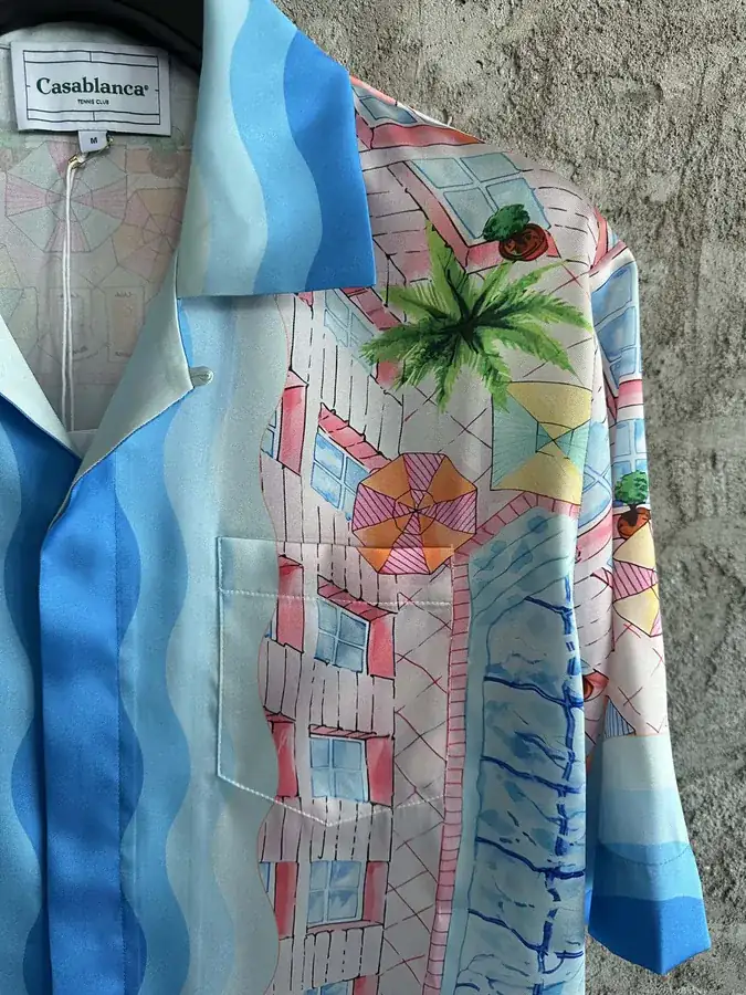 CASABLANCA 2024SS Silk Short Sleeve Shirt with Sunshade Pattern