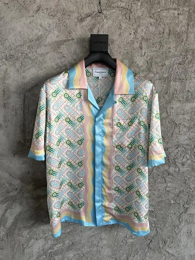 CASABLANCA 2025SS Silk Polo Shirt with Custom Fabric