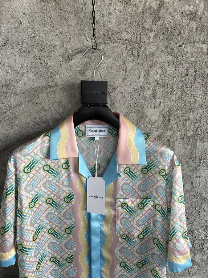 CASABLANCA 2025SS Silk Polo Shirt with Custom Fabric