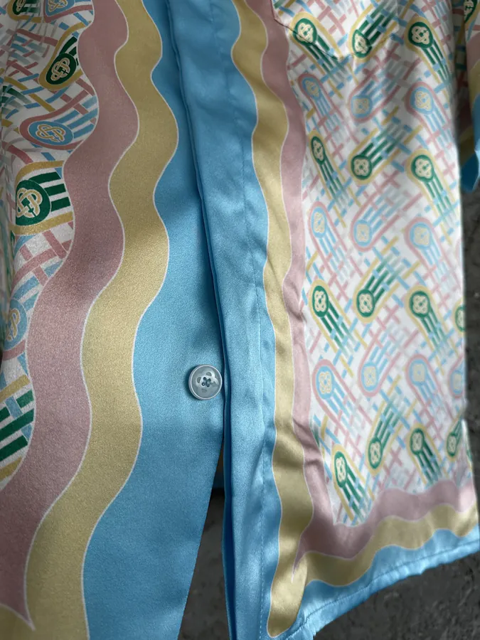 CASABLANCA 2025SS Silk Polo Shirt with Custom Fabric