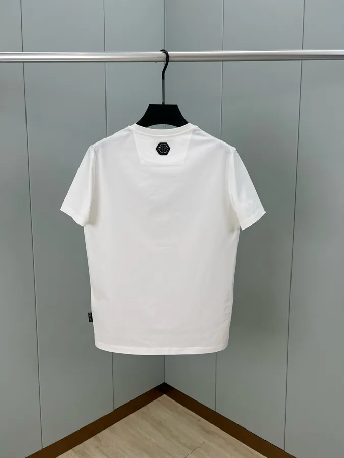 PHILIPP PLEIN 25 Spring Summer New Pin Letter Embellished Crystal Design T Shirt