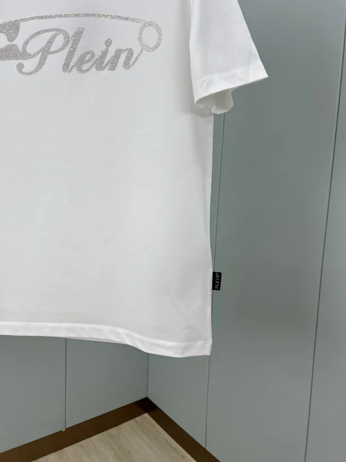PHILIPP PLEIN 25 Spring Summer New Pin Letter Embellished Crystal Design T Shirt