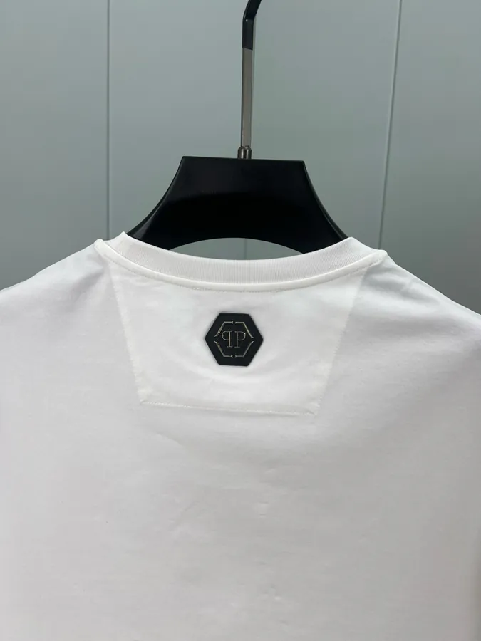 PHILIPP PLEIN 25 Spring Summer New Pin Letter Embellished Crystal Design T Shirt