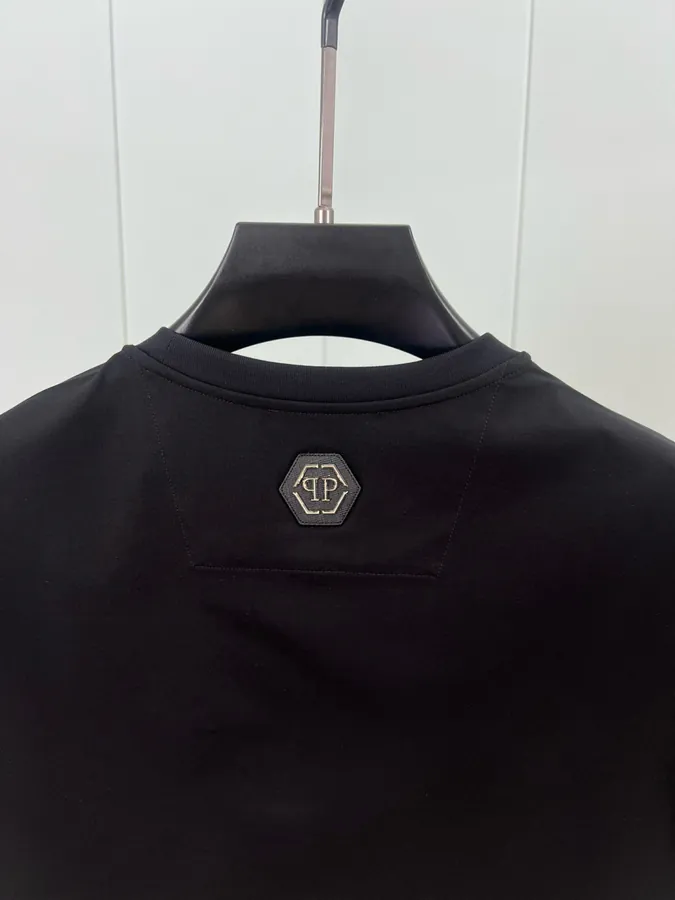 PHILIPP PLEIN 25 Spring Summer New Pin Letter Embellished Crystal Design T Shirt