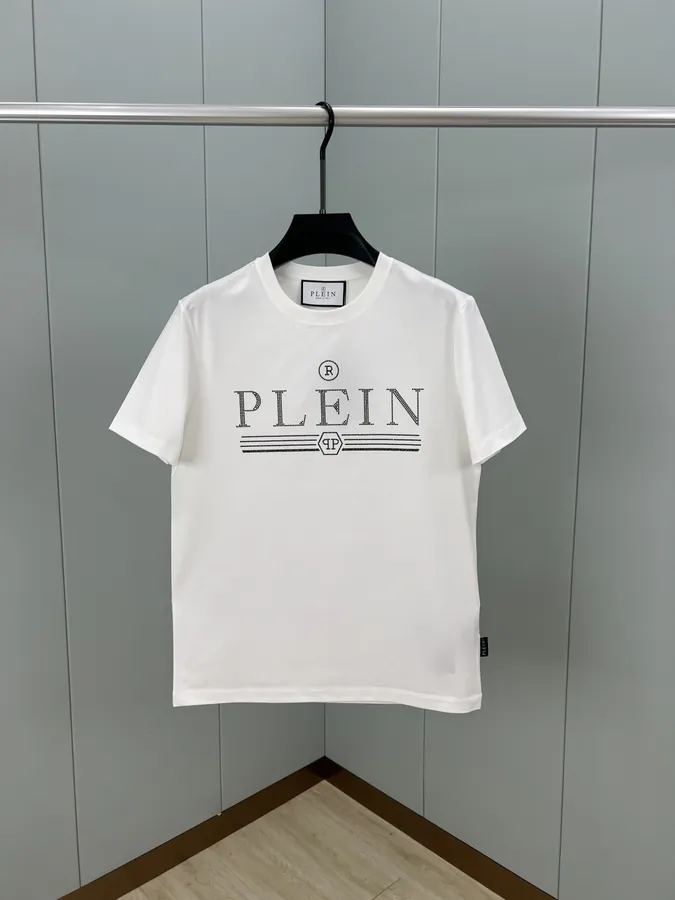 PHILIPP PLEIN PLEIN TATTOO Crystal Logo Short Sleeve T Shirt