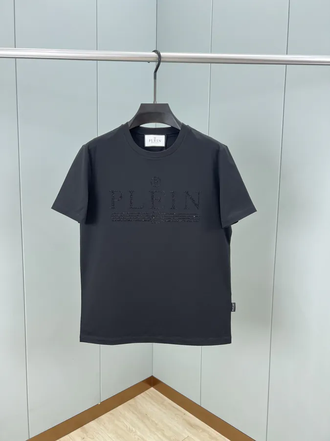 PHILIPP PLEIN PLEIN TATTOO Crystal Logo Short Sleeve T Shirt