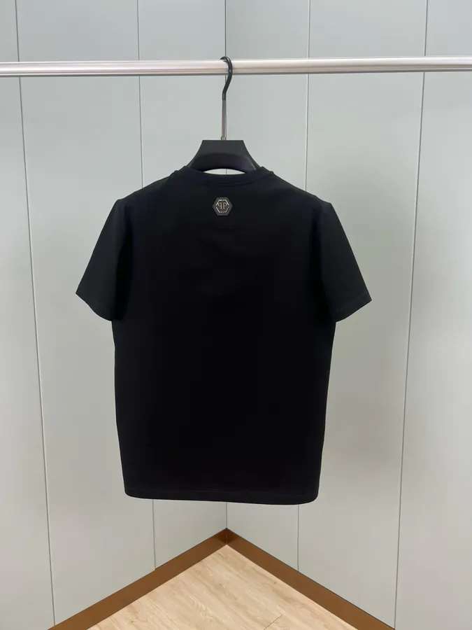 PHILIPP PLEIN PLEIN TATTOO Crystal Logo Short Sleeve T Shirt