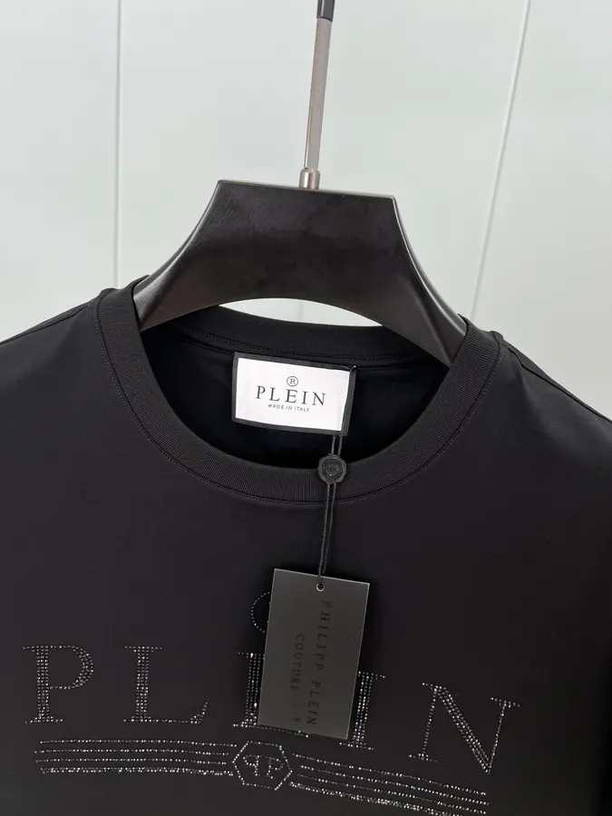 PHILIPP PLEIN PLEIN TATTOO Crystal Logo Short Sleeve T Shirt