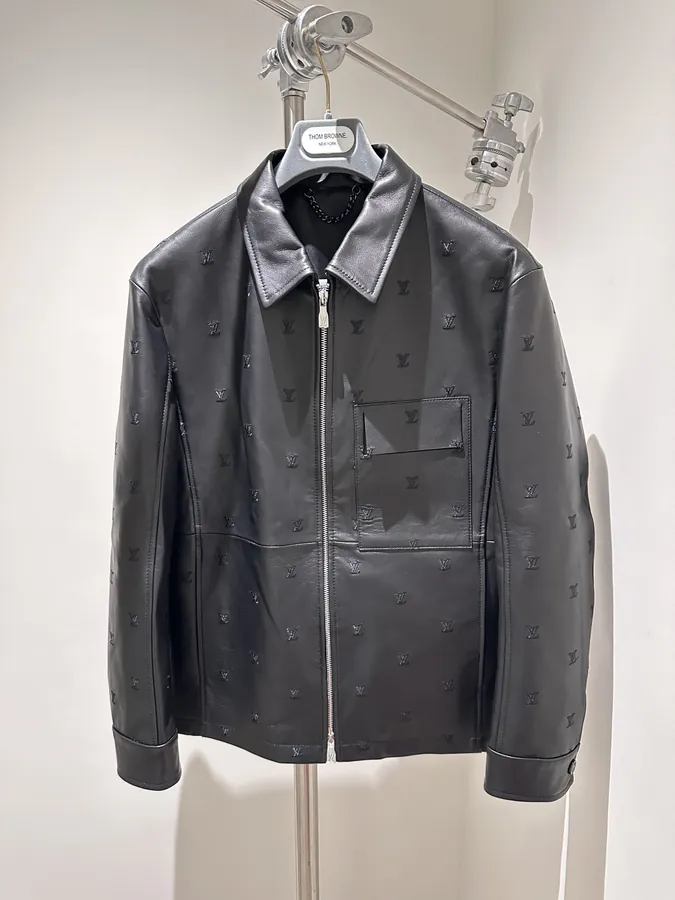 New Leather Shirt from Lujia Classic Logo Embroidery, Spanish Grained Calfskin