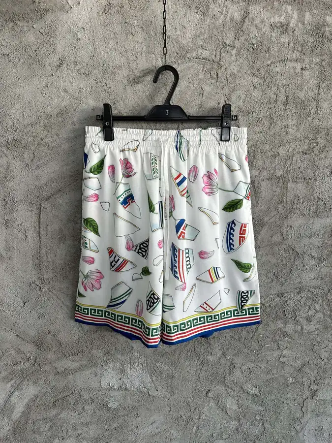 CASABLANCA 2025SS Silk Shorts with Fragment Pattern