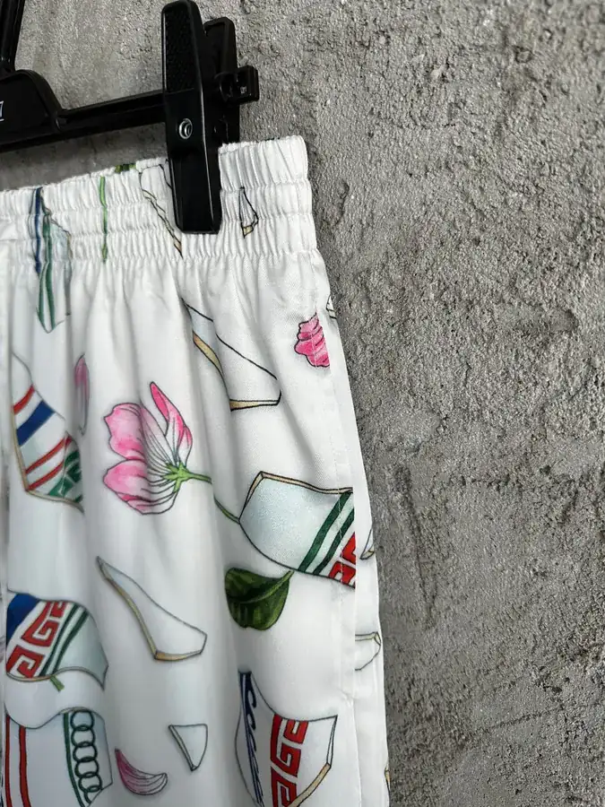 CASABLANCA 2025SS Silk Shorts with Fragment Pattern