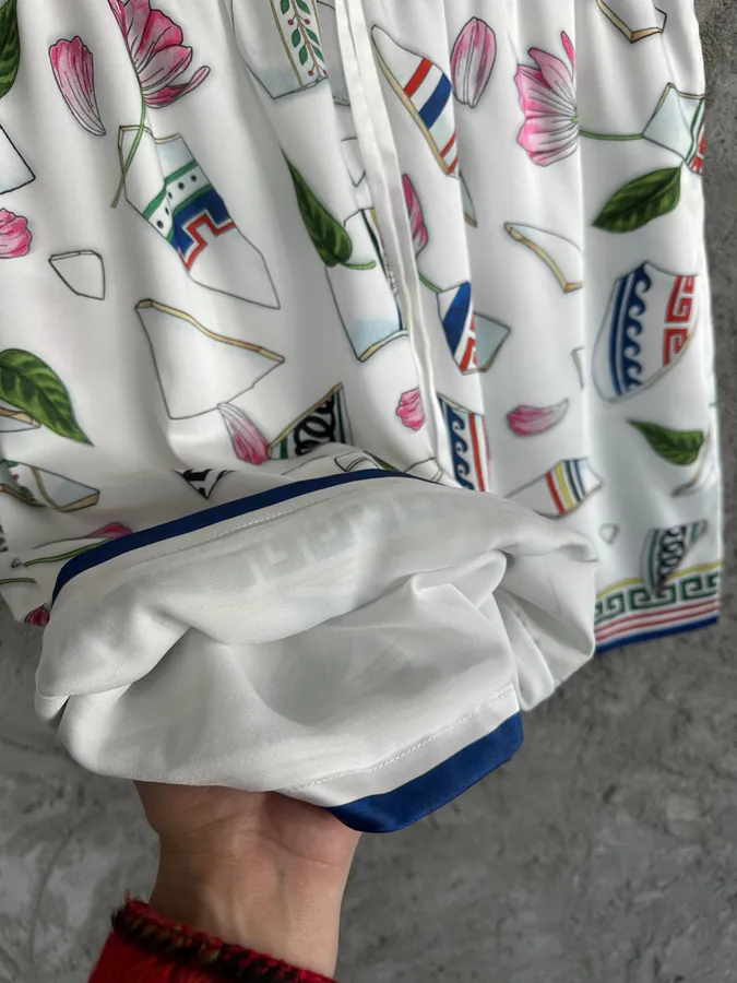 CASABLANCA 2025SS Silk Shorts with Fragment Pattern