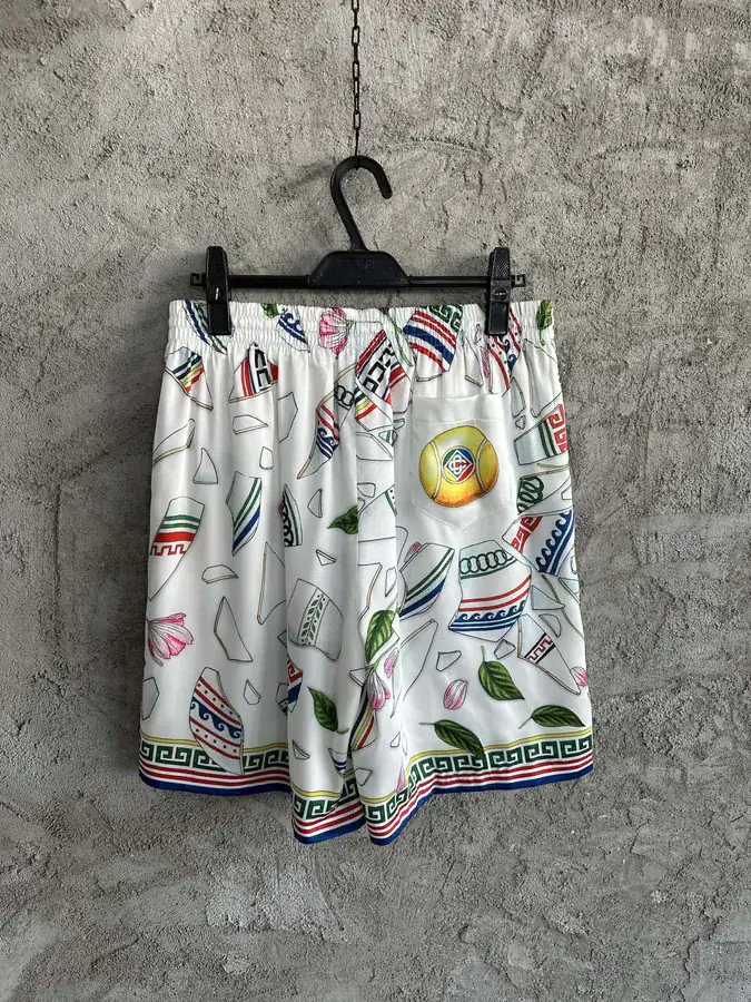 CASABLANCA 2025SS Silk Shorts with Fragment Pattern