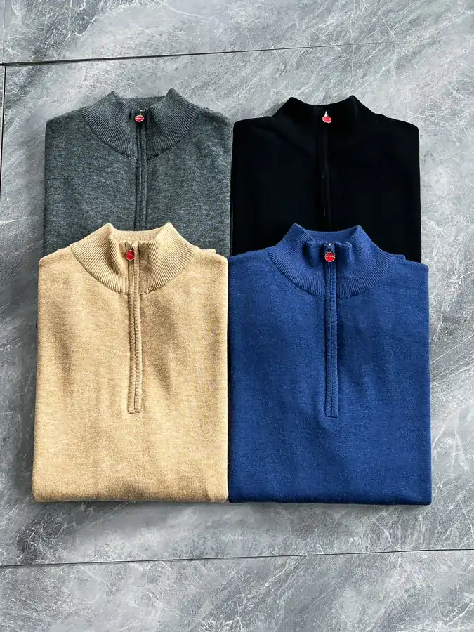 Kiton Men's Business Casual Knit Sweater with Stand Collar