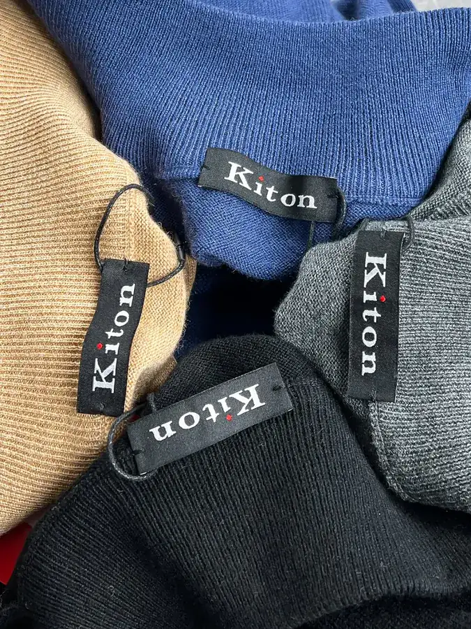 Kiton Men's Business Casual Knit Sweater with Stand Collar