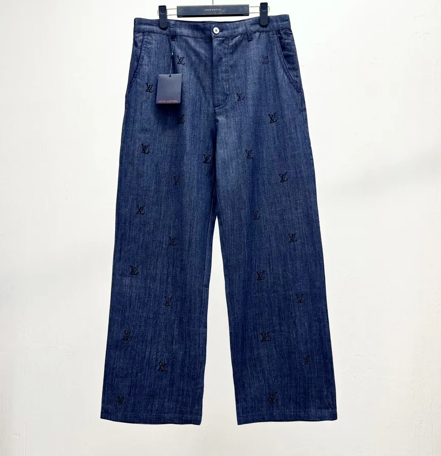 1V Embellished Denim Pants