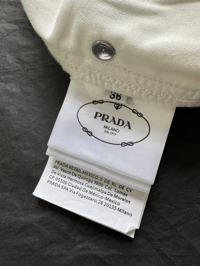 Original Quality PD 25 Spring Summer Denim Mini Skirt with Tri Logo Decor