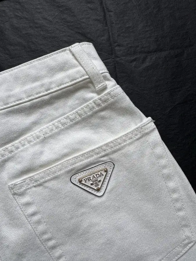Original Quality PD 25 Spring Summer Denim Mini Skirt with Tri Logo Decor