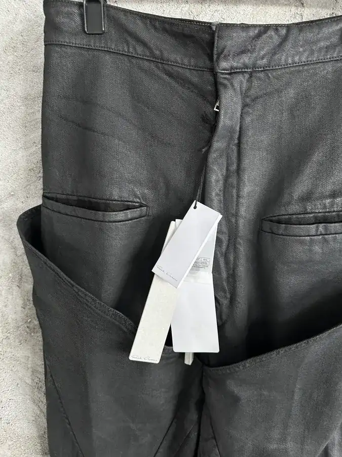 Rick Owens 2024SS Autumn Runway Limited Edition Wax Denim High Waist Wide Leg Trousers