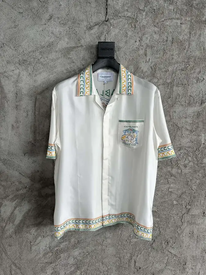 CASABLANCA 2024SS Tennis Pattern Silk Short Sleeve Shirt