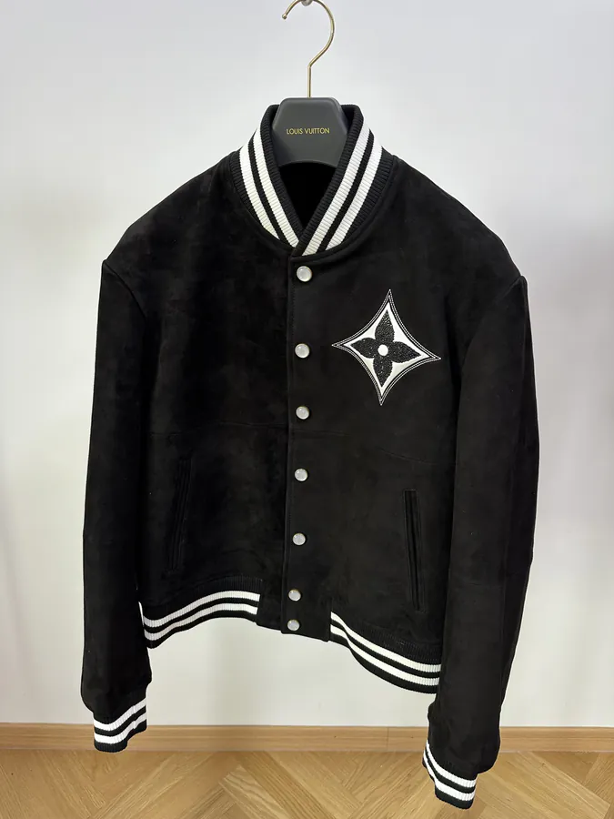Luxury Autumn Winter New Arrival Handmade Beaded Logo Leather Jacket