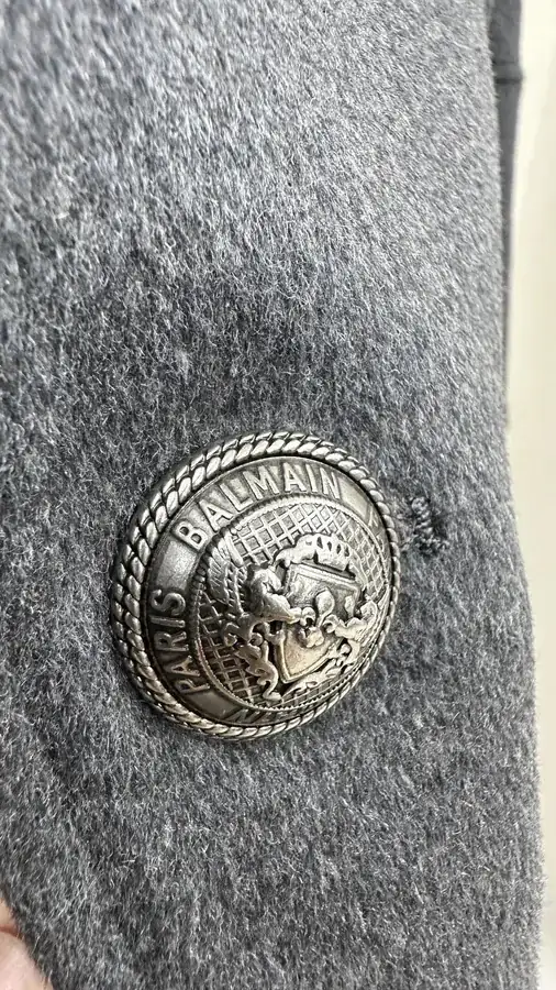 Balmain Grey Double Breasted Royal Style Coat