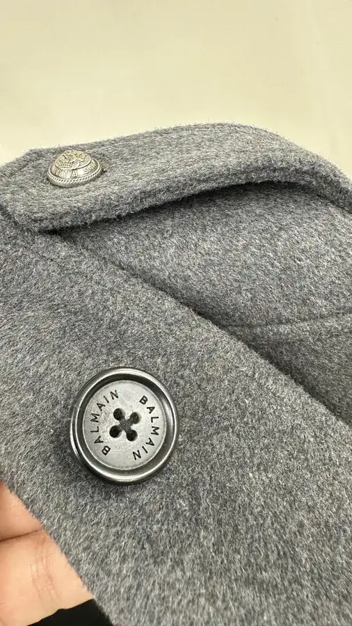 Balmain Grey Double Breasted Royal Style Coat