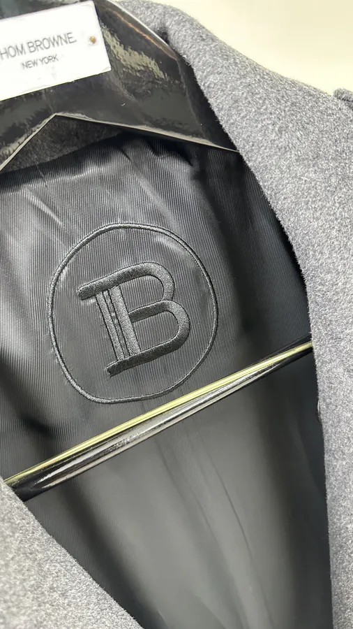 Balmain Gray Double Breasted Court Style Coat