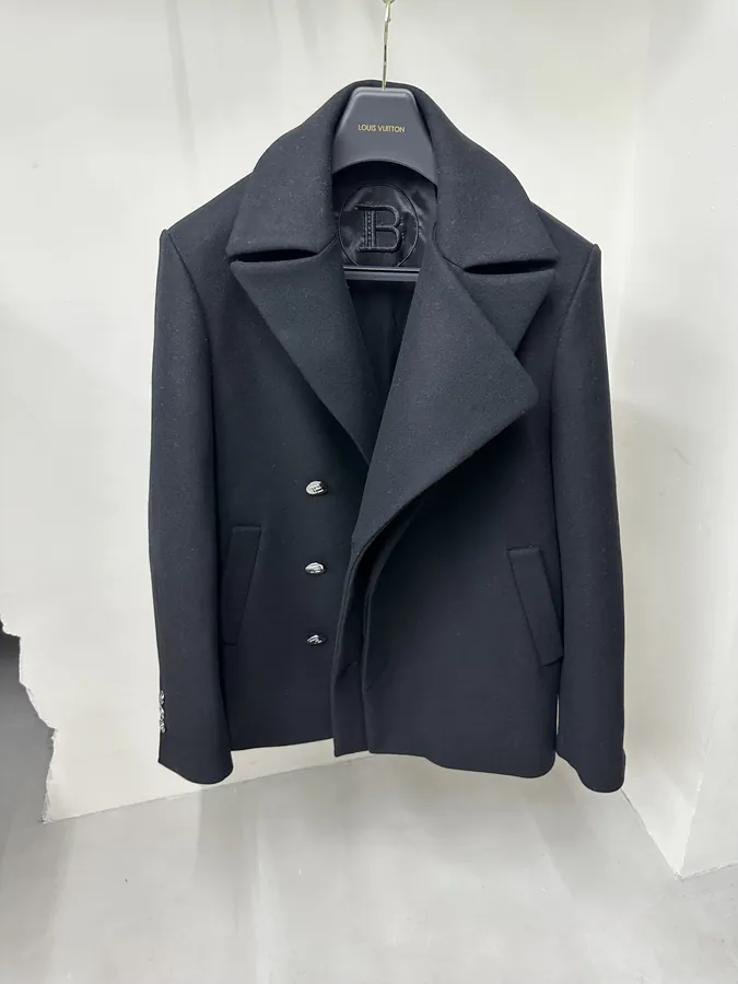 BALMAIN New Short Coat with Double Breasted Design