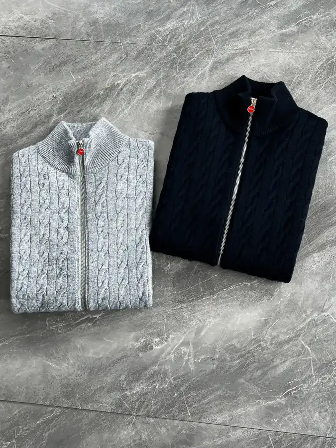 Kiton Men's Premium Business Casual Half Zip Crewneck Sweater