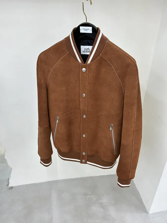 Herme*s Lambskin Faux Leather Jacket