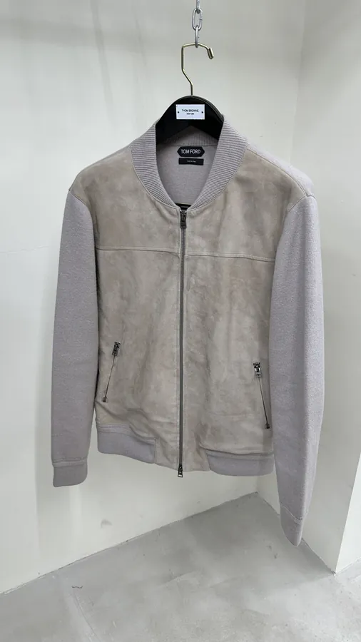 Tom Ford Knit and Suede Faux Hoodie Jacket Minimalist Design