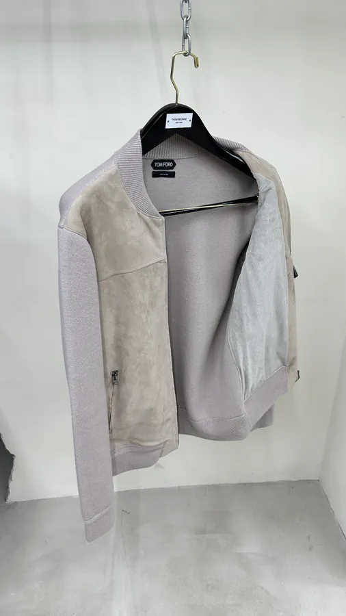 Tom Ford Knit and Suede Faux Hoodie Jacket Minimalist Design
