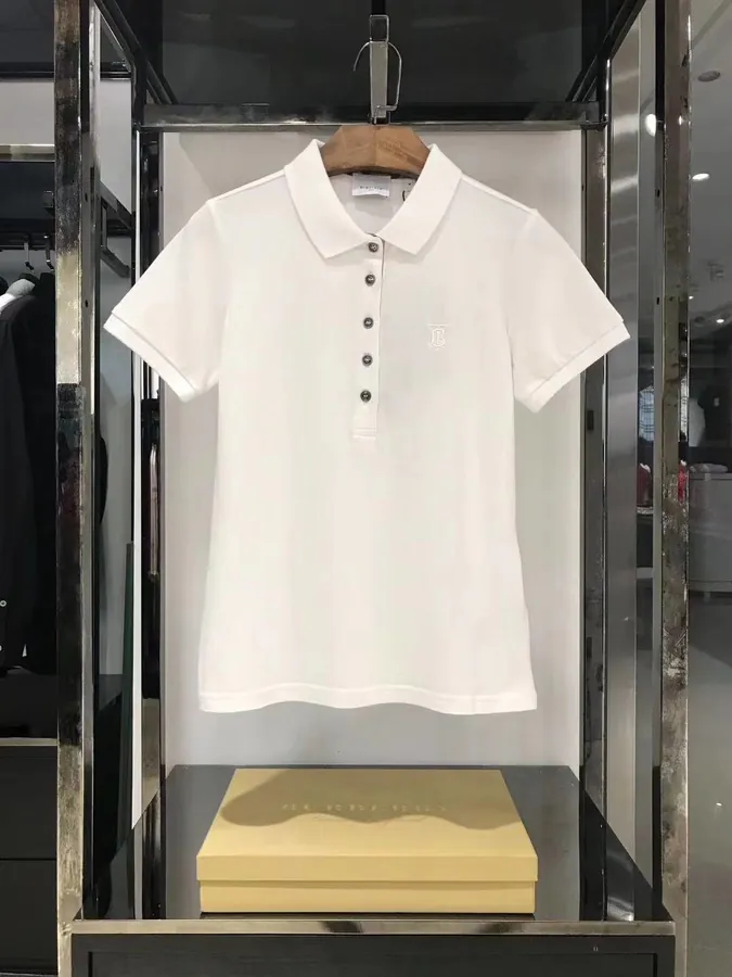 Original Quality Women's Polo Shirt with Embroidered Collar and Striped Button Design