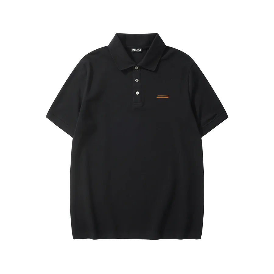 ZG Black Cotton Polo Shirt with Road Brand Logo