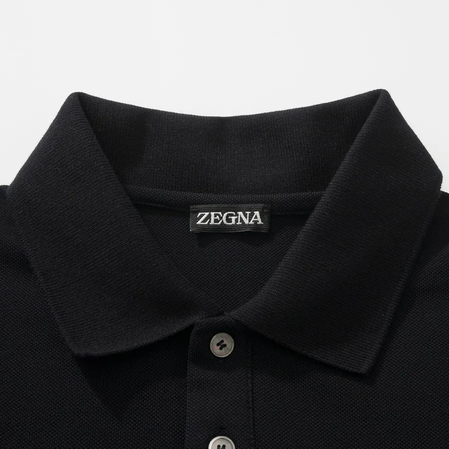ZG Black Cotton Polo Shirt with Road Brand Logo